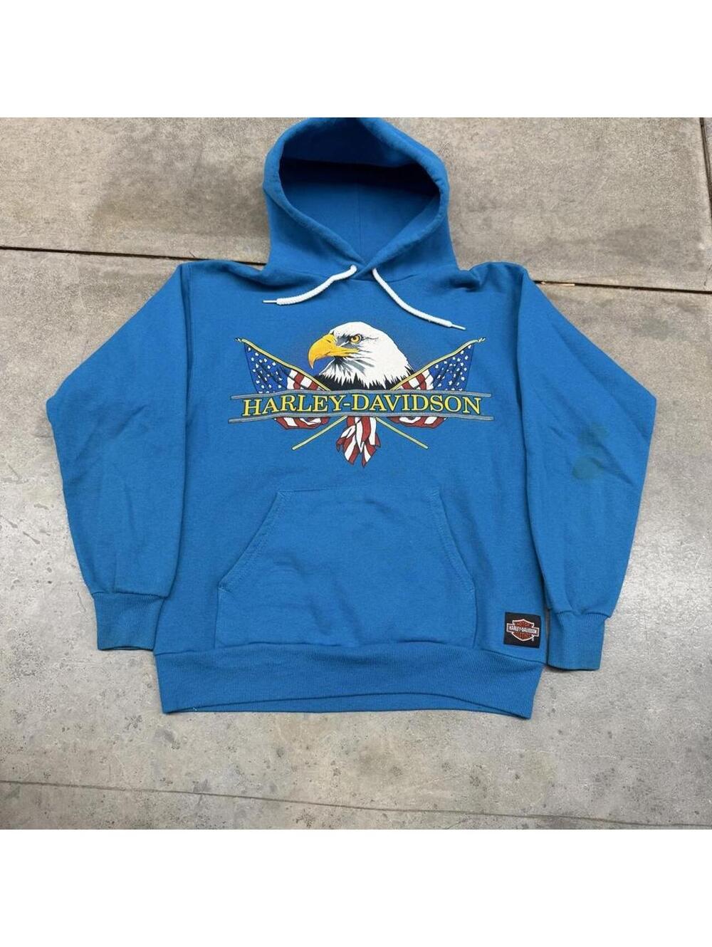 vintage harley davidson made in usa american flag hawk hoodie size small